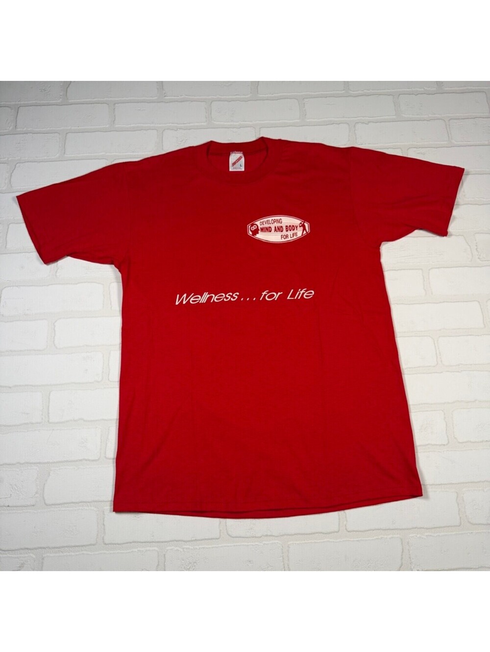 Vintage Jerzees Made in USA Wellness for Life Single Stitch T-Shirt Large Red